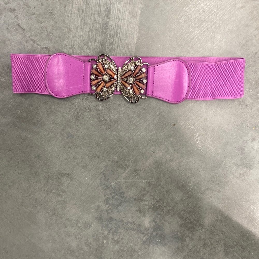Elastic butterfly purple crystal clip belt (One size)